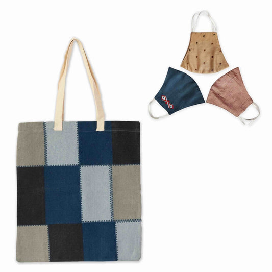 The Denim Tote + Pastel Love Mask Set